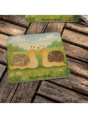 Mr. & Mrs. Panda Glasuntersetzer Schnecken Liebe Design ohne Spruch in Weiß