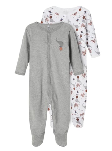 name it 2er Pack Unisex Schlafstrampler mit Fuß Elefant in Grau