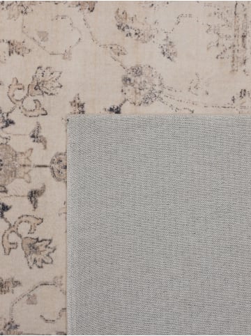 KADIMA DESIGN Kurzflor-Teppich waschbar VERNANTE Rosette Bordüre Wohnzimmer in Beige-Grau