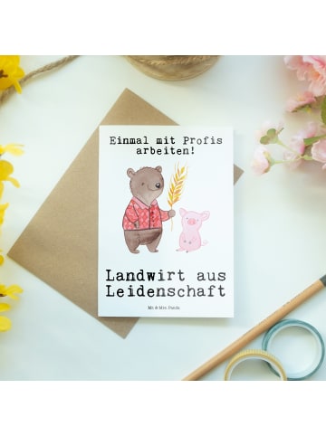 Mr. & Mrs. Panda Klappkarte Landwirt Leidenschaft mit Spruch in Weiß