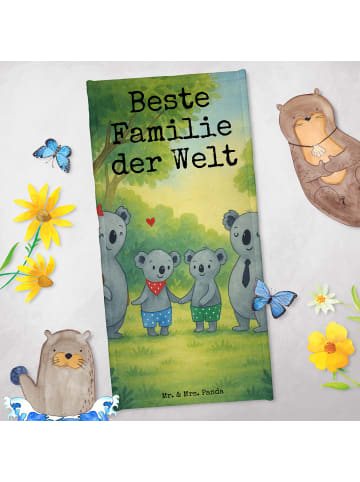 Mr. & Mrs. Panda Handtuch Koala Familie zwei Design mit Spruch in Blau Pastell
