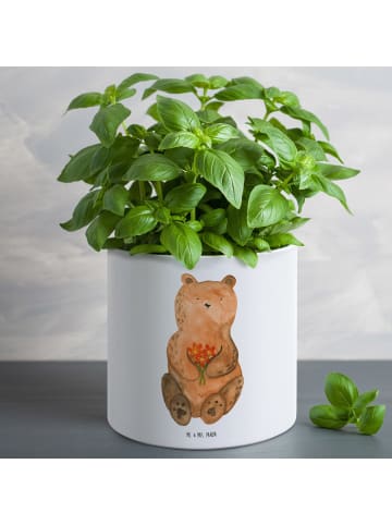 Mr. & Mrs. Panda Blumentopf Groß Bär Dankbar ohne Spruch in Weiß