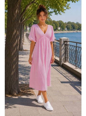 Reichstadt Damen Relaxed Fit Sommerkleid Musselin in Pink