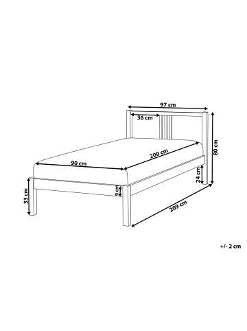 Beliani Einzelbett VANNES in Braun - (W) 97 x (H) 80 x (L) 209 cm