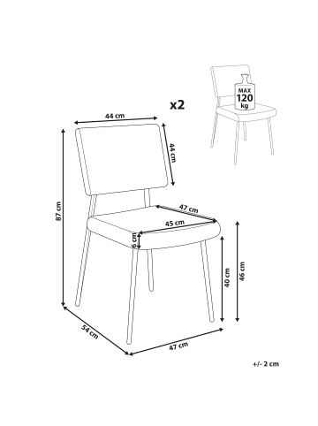 Beliani 2er-Set Esszimmerstuhl STURGIS in Beige/Schwarz