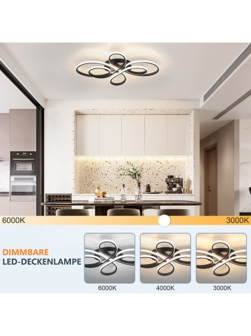 ZMH LED Deckenleuchte in schwarz 3000K Warmweiß 65W Modern Schlafzimmerlampe L 66cm
