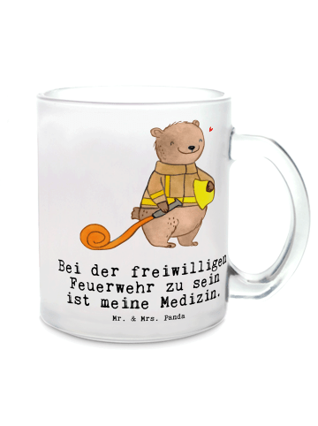 Mr. & Mrs. Panda Kaffeetasse Bär Freiwillige Feuerwehr mit Spruch in Transparent