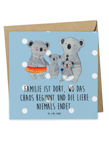Mr. & Mrs. Panda Deluxe Karte Koala Familie mit Spruch in Blau Pastell
