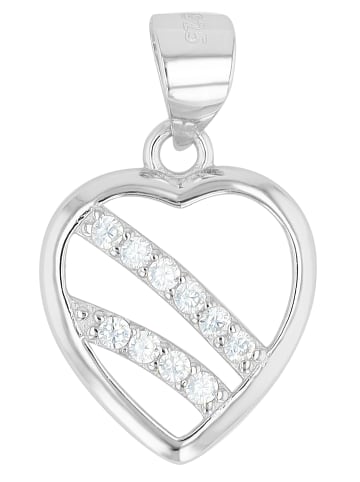 Adeliás Damen Anhänger – Herz Herzanhänger aus 925 Silber mit Zirkonia in silber