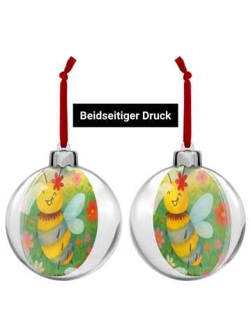 Mr. & Mrs. Panda Weihnachtskugel Biene Blume Design ohne Spruch in Weiß