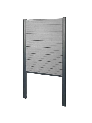 MCW WPC-Sichtschutz Savoie Alu-Pfosten, Basiselement schmal, 100cm grau