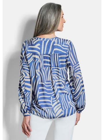 GOLDNER Grafische Viskosebluse mit Schlitz in blau / gemustert