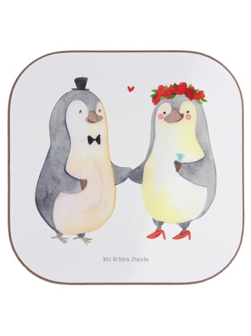 Mr. & Mrs. Panda Tischschoner Hochzeit Pinguin ohne Spruch in Weiß