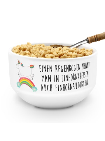 Mr. & Mrs. Panda Müslischale Einhorn Regenbogen mit Spruch in Weiß