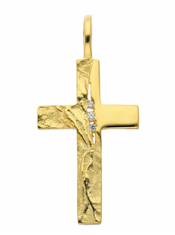 Adeliás 333 Gold Kreuz Anhänger mit Zirkonia in gold
