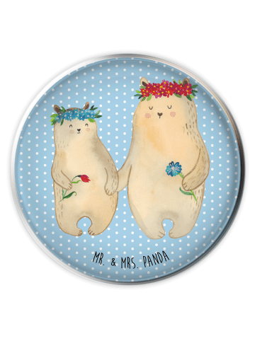 Mr. & Mrs. Panda Waschbecken-Stopfen Bären mit Blumenkranz ohne ... in Blau Pastell