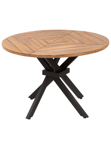 Beliani Runder Tisch LISSONE in Braun/Schwarz - (W) 110 x (H) 75 x (L) 110 cm