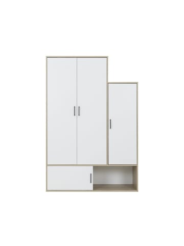 CALICOSY Schrank ERWAN in Weiß/Holz - (W) 133  x (H) 195  x (L) 52  cm