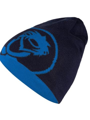 Trollkids lange Wendemütze Beanie "Trollfjord" in Marineblau / Mittelblau