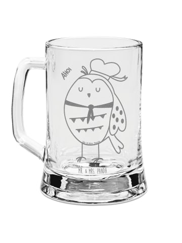 Mr. & Mrs. Panda Bierkrug Glas Eule Matrose ohne Spruch in Transparent