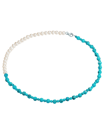 Valero Pearls Kette aus Sterling Silber mit Türkis (rek.) Süßwasser-Zuchtperle in türkis
