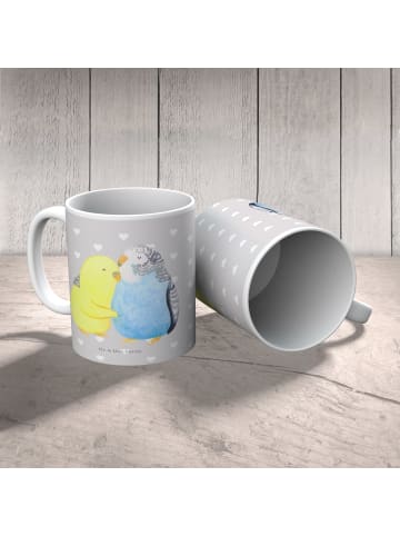 Mr. & Mrs. Panda Kaffeetasse Wellensittich Liebe ohne Spruch in Grau Pastell