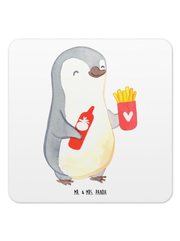 Mr. & Mrs. Panda Bierdeckel Pinguin Pommes ohne Spruch in Weiß
