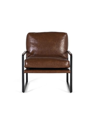 Giner y Colomer Sessel aus schwarzem Eisen und gealtertem braunem Kunstleder in Black