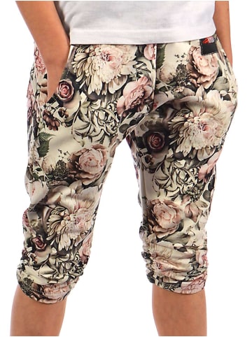 Kmisso Capri Hose in Olivegrün-Blumen