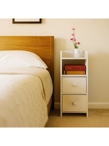 relaxdays 1 x Nachttisch in Weiß - (B)22,5 x (H)55 x (T)34 cm