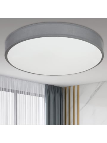 ZMH Deckenleuchte LED Dimmbar Rund in grau mit Stoffschirm Modern Ø38CM