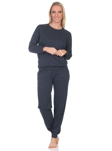 NORMANN Langarm Schlafanzug Pyjama Bündchen Tupfen Optik - 87027 in Allover