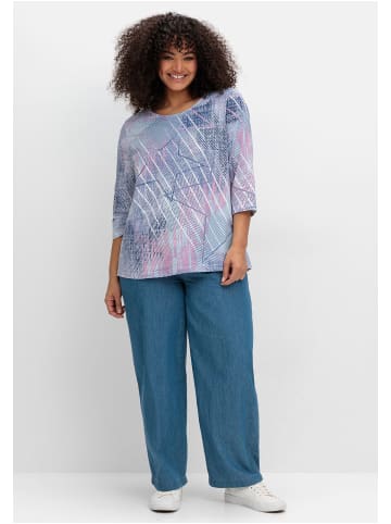 sheego 3/4-Arm-Shirt in blau gemustert