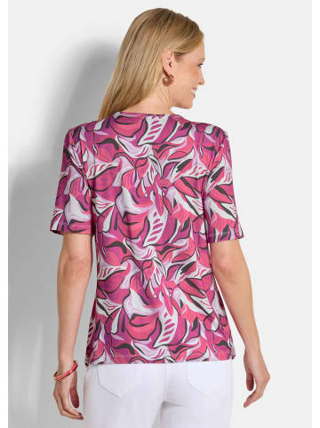 GOLDNER Cityshirt mit Blätter-Motiv in pink / gemustert