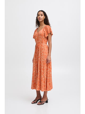 ICHI Kleid IHAYA Relaxed fit in Coral Rose Leo Aop