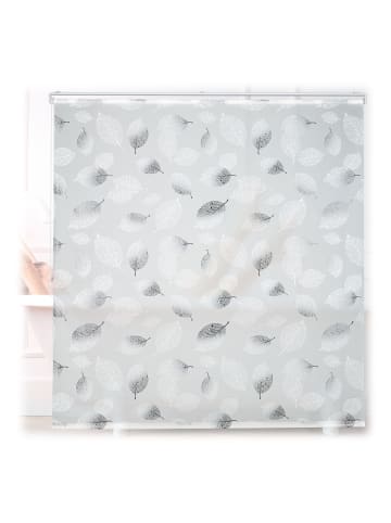relaxdays Duschrollo Blatt in Schwarz/Weiß - (B)160 x (H)240 cm