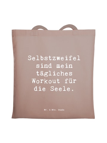 Mr. & Mrs. Panda Shopping Tasche Spruch Selbstzweifel Workout mi... in Braun Pastell