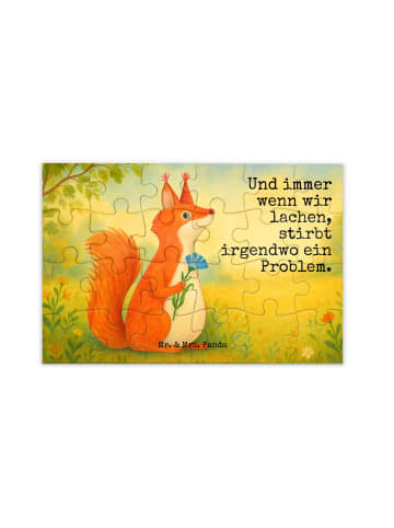 Mr. & Mrs. Panda Puzzle Eichhörnchen Blume Design mit Spruch in Weiß