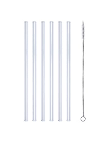 Profino Trinkhalm aus Glas, wiederverwendbar, Länge 20 cm, 7-tlg.