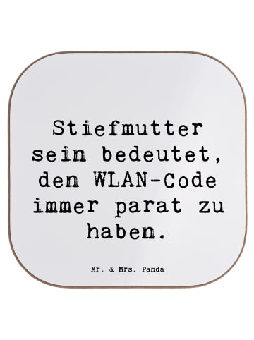 Mr. & Mrs. Panda Untersetzer Stiefmutter Heldin mit Spruch in Weiß