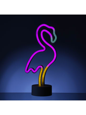 SATISFIRE LED Neonlicht Dekofigur Flamingo H: 30cm in pink, gelb