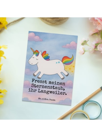 Mr. & Mrs. Panda Postkarte Einhorn Happy Design mit Spruch in Weiß