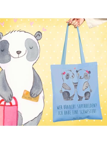 Mr. & Mrs. Panda Einkaufstasche Liebe Schwester mit Spruch in Sky Blue