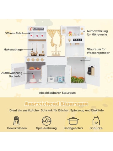 COSTWAY Kinderküche aus Holz in Weiß