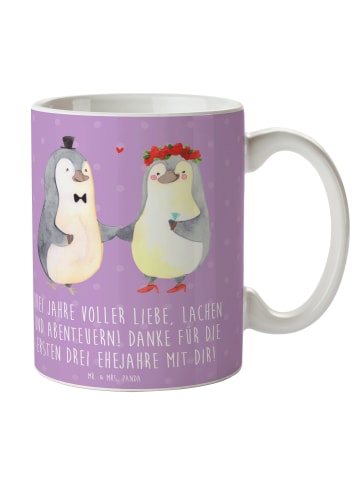 Mr. & Mrs. Panda Kaffeetasse 3. Hochzeitstag Lederhochzeit mit S... in Lavendeltraum