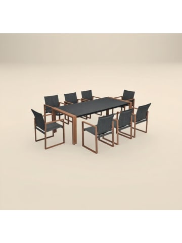 kommodly Gartenmöbel-Set Nida in Anthrazit / Braun - (B)220cm x (T)100cm x (H)74.5cm