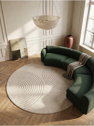 KADIMA DESIGN Teppich rund Geometrisch pflegeleicht Wohnzimmer Schlafzimmer Flur in Beige