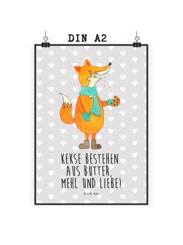 Mr. & Mrs. Panda Poster Fuchs Keks mit Spruch in Grau Pastell