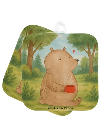 Mr. & Mrs. Panda Topflappen Bär Kaffee Design ohne Spruch in Weiß