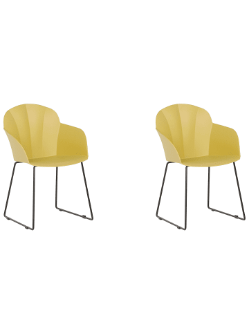 Beliani 2er-Set Esszimmerstuhl SYLVA in Gelb/Schwarz
